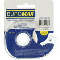 Скотч Buromax 18 мм x 20 м х 38 мкм, невидимая, в диспенсере (BM.7360-03) - Изображение 2