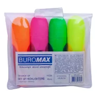 Набір маркерів Buromax highlighter pen, NEON, chisel tip, SET 4 colors (BM.8904-84) - Зображення 2