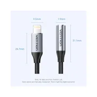 Перехідник Lightning to 3.5mm 0.1m cotton braided aluminum gray Vention (BMBHA) - Зображення 2