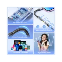 Перехідник Lightning to 3.5mm 0.1m cotton braided aluminum gray Vention (BMBHA) - Зображення 7