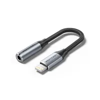 Перехідник Lightning to 3.5mm 0.1m cotton braided aluminum gray Vention (BMBHA) - Зображення 1