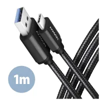 Дата кабель USB 3.2 AM to USB-C 1.0m black AXAGON (BUCM3-AM10AB) - Зображення 1