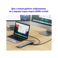 Порт-реплікатор Dynamode 11-in-1 USB-C to HDTV 4K/30Hz, VGA, 1хUSB3.0, RJ45, Type-C PD, Audio, SD/MicroSD (BYL-2003) - 5