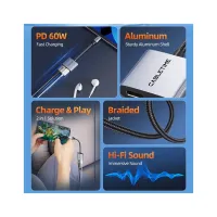 Перехідник USB-C M to USB-C F Audio + USB-C F PD60W Cabletime (CA915781) - Зображення 3