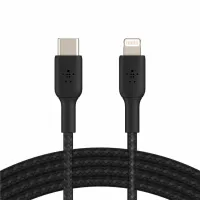 Дата кабель USB 2.0 AM to Lightning 1.0m BRAIDED black Belkin (CAA004BT1MBK) - 1