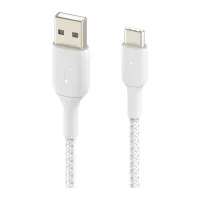 Дата кабель USB 2.0 AM to Type-C 1.0m BRAIDED white Belkin (CAB002BT1MWH) - 2