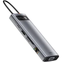 Концентратор Baseus USB3.1 Type-C to USB C(PD)100W/HDMI 4K 30Hz/VGA/USB3.2/RJ45/SD+TF,9in1 Grey (CAHUB-CU0G) - 6