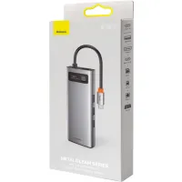Концентратор Baseus USB3.1 Type-C to USB C(PD)100W/HDMI 4K 30Hz/VGA/USB3.2/RJ45/SD+TF,9in1 Grey (CAHUB-CU0G) - 8