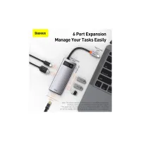 Концентратор Baseus USB-C 6-in-1 (CAHUB-CW0G) - 12