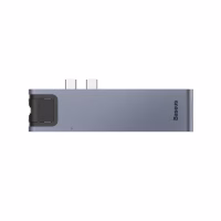 Концентратор Baseus USB-C Thunderbolt 7-in-1 2xUSB 3.0 + 1xUSB-C PD + HDMI 4K60Hz + SD/TF + 1xRJ45 1000Mbps gray (CAHUB-L0G) - Image 2