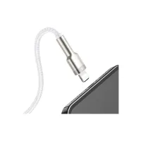 Дата кабель USB 2.0 AM to Lightning 1.0m Cafule Series Metal 2.4A White Baseus (CALJK-A02) - 6