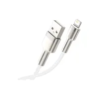 Дата кабель USB 2.0 AM to Lightning 2.0m Cafule Series Metal 2.4A White Baseus (CALJK-B02) - 4