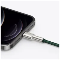 Дата кабель USB 2.0 AM to Lightning 2.0m 2.4A metal green Baseus (CALJK-B06) - Изображение 6