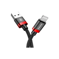Дата кабель USB 2.0 AM to Lightning 1.0m Cafule Black-Red Baseus (CALKLF-B19) - 1