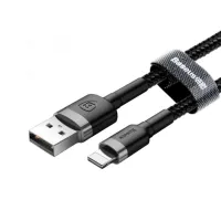 Дата кабель USB 2.0 AM to Lightning 1.0m Cafule 2.4A gray+black Baseus (CALKLF-BG1) - 4