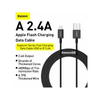 Дата кабель USB 2.0 AM to Lightning 1.0m 2.4A Superior Series Black Baseus (CALYS-A01) - Изображение 6