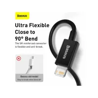 Дата кабель USB 2.0 AM to Lightning 1.0m 2.4A Superior Series Black Baseus (CALYS-A01) - Изображение 9