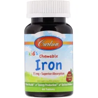 Мінерали Carlson Залізо Дитяче, 15 мг, смак полуниці, Kid's Chewable Iron, 60 жуватий (CAR-55940) - Зображення 1
