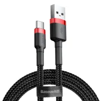 Дата кабель USB 2.0 AM to USB-C 1.0m Cafule 3A red+black Baseus (CATKLF-B91) - 1