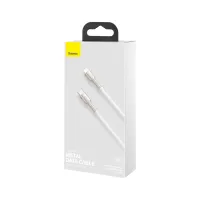 Дата кабель USB-C to Lightning 2.0m Cafule Metal PD 20W white Baseus (CATLJK-B02) - 9