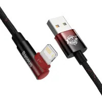 Дата кабель USB 2.0 AM to Lightning 2.0m 2.4A 90° corner black/red Baseus (CAVP000120) - Зображення 3