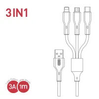 Дата кабель USB 2.0 AM to Lightning + Micro 5P + USB-C 3A black XO (CB-23U3-BK) - 4