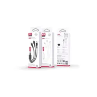 Дата кабель USB 2.0 AM to Lightning + Micro 5P + USB-C 1.0m 2.4A XO (CB-23U3) - Зображення 2