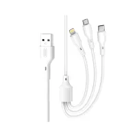 Дата кабель USB 2.0 AM to Lightning + Micro 5P + USB-C 1.0m 2.4A XO (CB-23U3) - Зображення 1