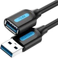 Дата кабель USB 2.0 AM/AF 1.5m black VENTION (CBIBG) - Зображення 1