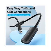 Дата кабель USB 2.0 AM/AF 25.0m Active black Vention (CBKBS) - Изображение 2