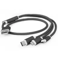 Дата кабель USB 2.0 AM to Lightning + Micro 5P + USB-C 1.0m black Cablexpert (CC-USB2-AM31-1M) - 1