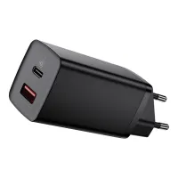 Зарядний пристрій Baseus 2xUSB 65W GaN (USB-C+USB-A) black (CCGAN2L-B01) - 1