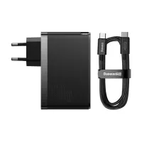 Зарядний пристрій Baseus 2xUSB-C 140W + 1xUSB GaN + cable USB-C to USB-C black (CCGP100201) - 4
