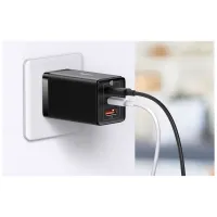 Зарядний пристрій Baseus 2xUSB-C 65W + 1xUSB GaN + cable USB-C to USB-C 100W 1.0m black (CCGP120201) - 9