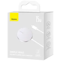 Зарядний пристрій Baseus Simple Mini3 Magnetic Wireless Charger 15W Silver (CCJJ040012) - Зображення 4