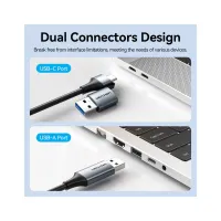 Переходник USB-C + USB A to RJ45 Ethernet 1000Mbps 0.15m aluminum gray Vention (CFQHB) - Изображение 11