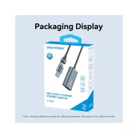 Переходник USB-C + USB A to RJ45 Ethernet 1000Mbps 0.15m aluminum gray Vention (CFQHB) - Изображение 3