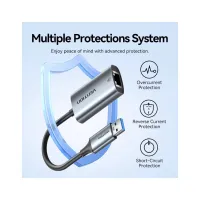Переходник USB-C + USB A to RJ45 Ethernet 1000Mbps 0.15m aluminum gray Vention (CFQHB) - Изображение 7