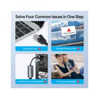 Переходник USB-C + USB A to RJ45 Ethernet 1000Mbps 0.15m aluminum gray Vention (CFQHB) - Изображение 10