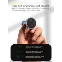 Зарядний пристрій Baseus 1xUSB + 2xUSB-C 65W Golden Contactor Pro dark gray (CGJP010013) - 8