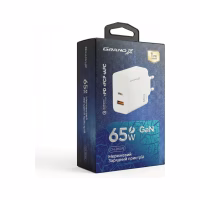 Зарядний пристрій Grand-X GaN 1xUSB-C + 1xUSB 65W PD3.0 QC4.0 AFC SCP FCP white (CH-960W) - Image 5