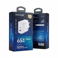 Зарядний пристрій Grand-X GaN 1xUSB-C + 1xUSB 65W PD3.0 QC4.0 AFC SCP FCP white (CH-960W) - Image 6