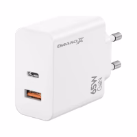 Зарядний пристрій Grand-X GaN 1xUSB-C + 1xUSB 65W PD3.0 QC4.0 AFC SCP FCP white (CH-960W) - Image 1