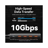 Концентратор Vention USB to 4xUSB 3.2 Gen2 + USB-C 10Gbps 0.15m black (CHOBB) - Изображение 3