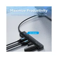 Концентратор Vention USB to 4xUSB 3.2 Gen2 + USB-C 10Gbps 0.15m black (CHOBB) - Изображение 4