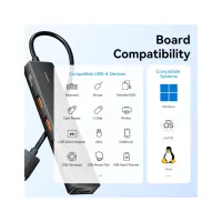 Концентратор Vention USB to 4xUSB 3.2 Gen2 + USB-C 10Gbps 0.15m black (CHOBB) - Изображение 8