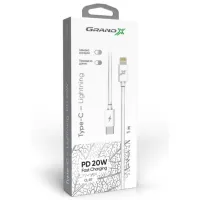Дата кабель USB-C to Lightning 1.2m white Grand-X (CL-07) - Изображение 3
