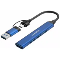 Концентратор Canyon hub DS-02 4in1 USB-A/C Blue (CNS-TDS02BL) - 4