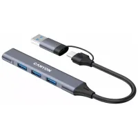 Концентратор Canyon USB-C/A 4-in-1 1xUSB 3.0 + 3xUSB 2.0 gray (CNS-TDS02G) - Изображение 2