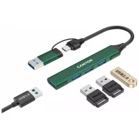 Концентратор Canyon hub DS-02 4in1 USB-A/C Green (CNS-TDS02GR) - 3